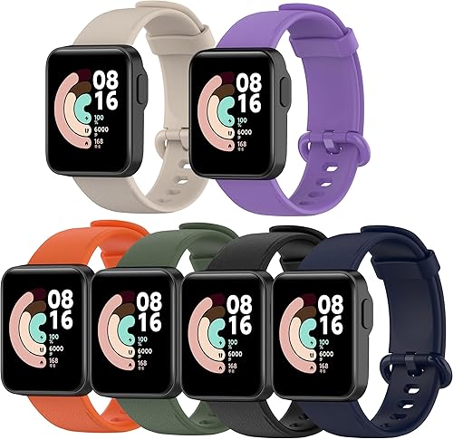 FitTurn Correas compatibles con Xiaomi Mi Watch LiteRedmi paquete de 6 correas de silicona de repuesto de silicona suave de liberación rápida