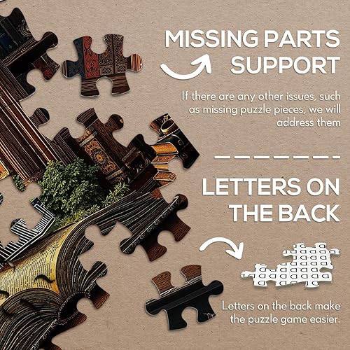 Miniatura 7 de Rompecabezas de 1000 piezas para adultos, rompecabezas mágicos vintage de plantas, castillo, estantería de fantasía, rompecabezas de árbol de la