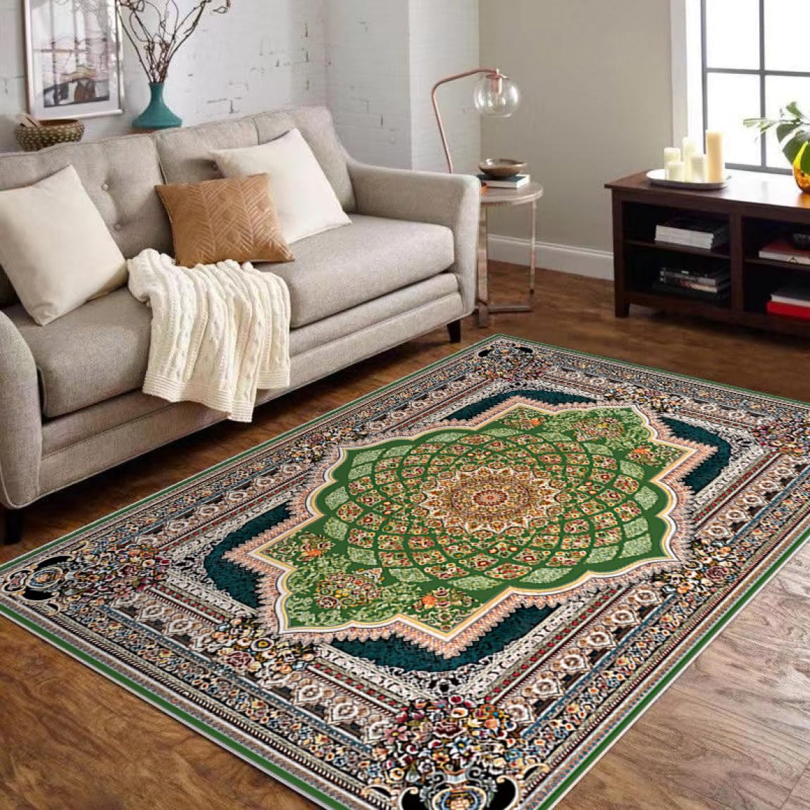 Amazon | ラグ ラグマット ペルシャ 絨毯風 絨毯 アンティーク風