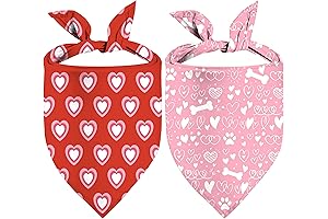 Valentine's Day Dog Bandana, 2 Pack Adjustable Pet Bandanas