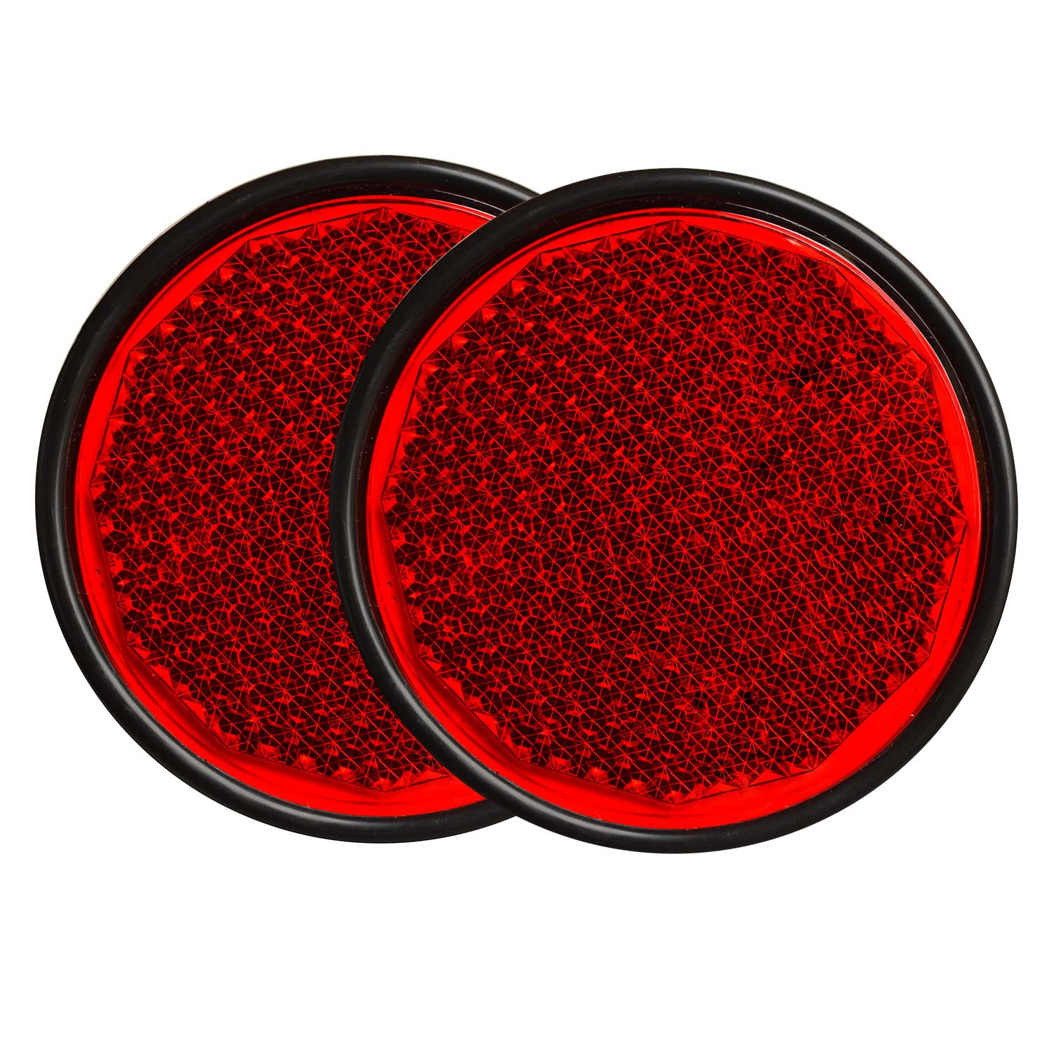 APSMOTIV Reflex Reflector Round Shape Set for Tractor, Van, Tractor, Tiller, Combines, Harvesters, Mowers, Trucks, Trailers, Cars, and Universal Applications - Red (Set of 2 Pcs)