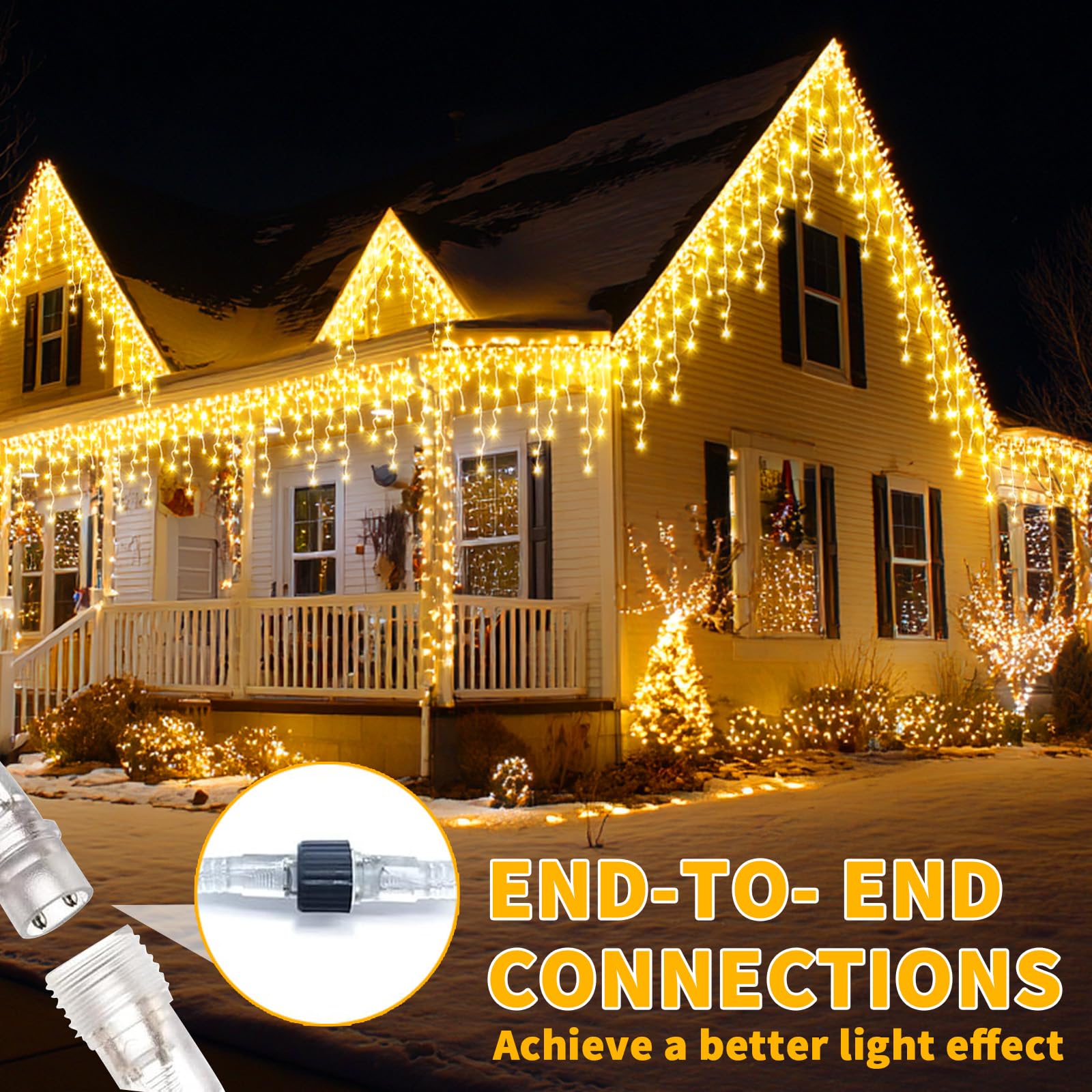 Ghirlanda di luci per esterni, 20+5m, 660 LED, illuminazione natalizia con 8 modalità, telecomando e timer, IP65, impermeabile, per bordo del tetto, balcone, decorazione natalizia, bianco