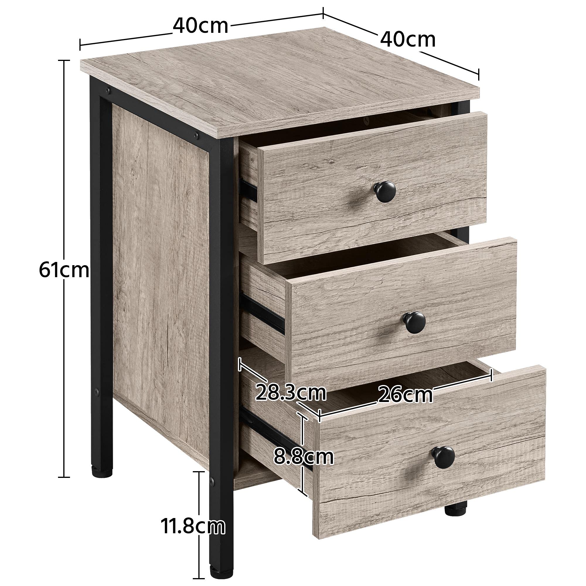 Yaheetech - Set 2 Comodini Camera Da Letto Moderno Nero Con 3 - 7