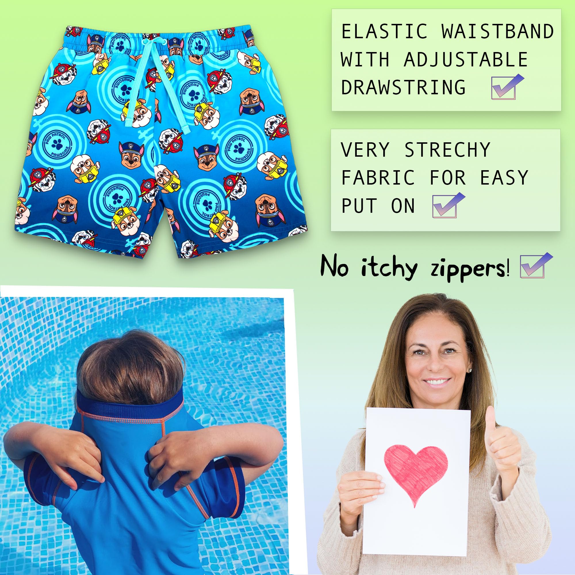 Paw Patrol Ensemble de Bain 2 pièces pour garçons avec Short et t-Shirt de Protection UV pour garçons de 2 à 6 Ans, Bleu