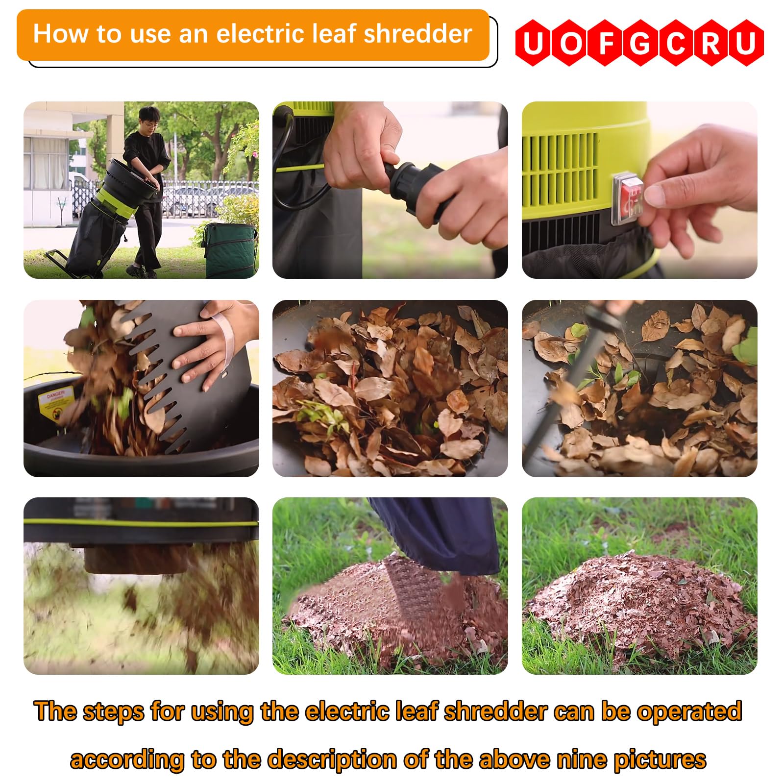 Trituradora De Compost Eléctrica De 2500 W, Trituradora De Hojas De Jardín Sin Aspas, con Ruedas Y Bolsas De Almacenamiento, Herramientas De Limpieza para Jardín(Sin cable de alimentación)