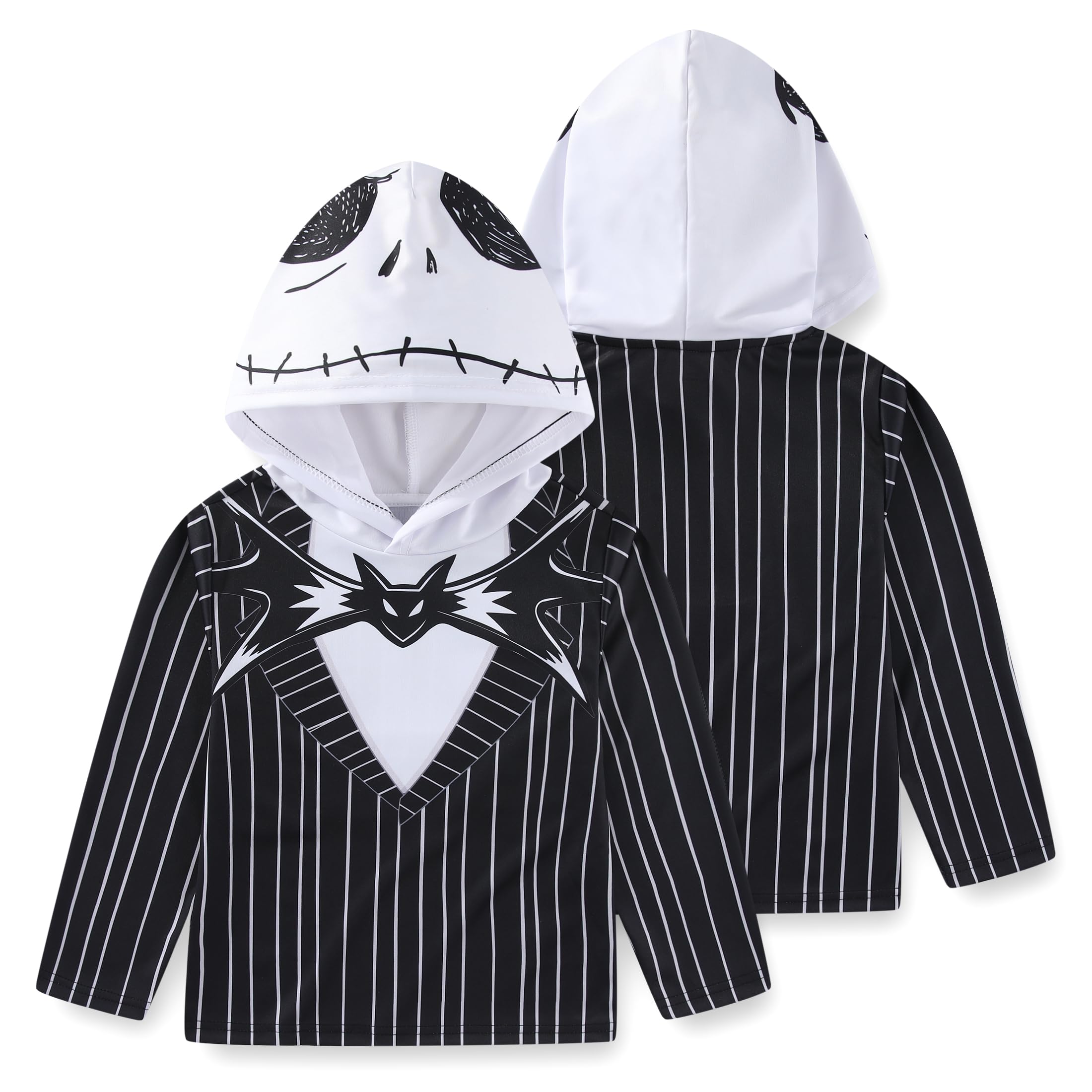 Disney Nightmare Before Christmas Jack Skellington Boys Long Sleeve Hooded Shirt for Big Kids