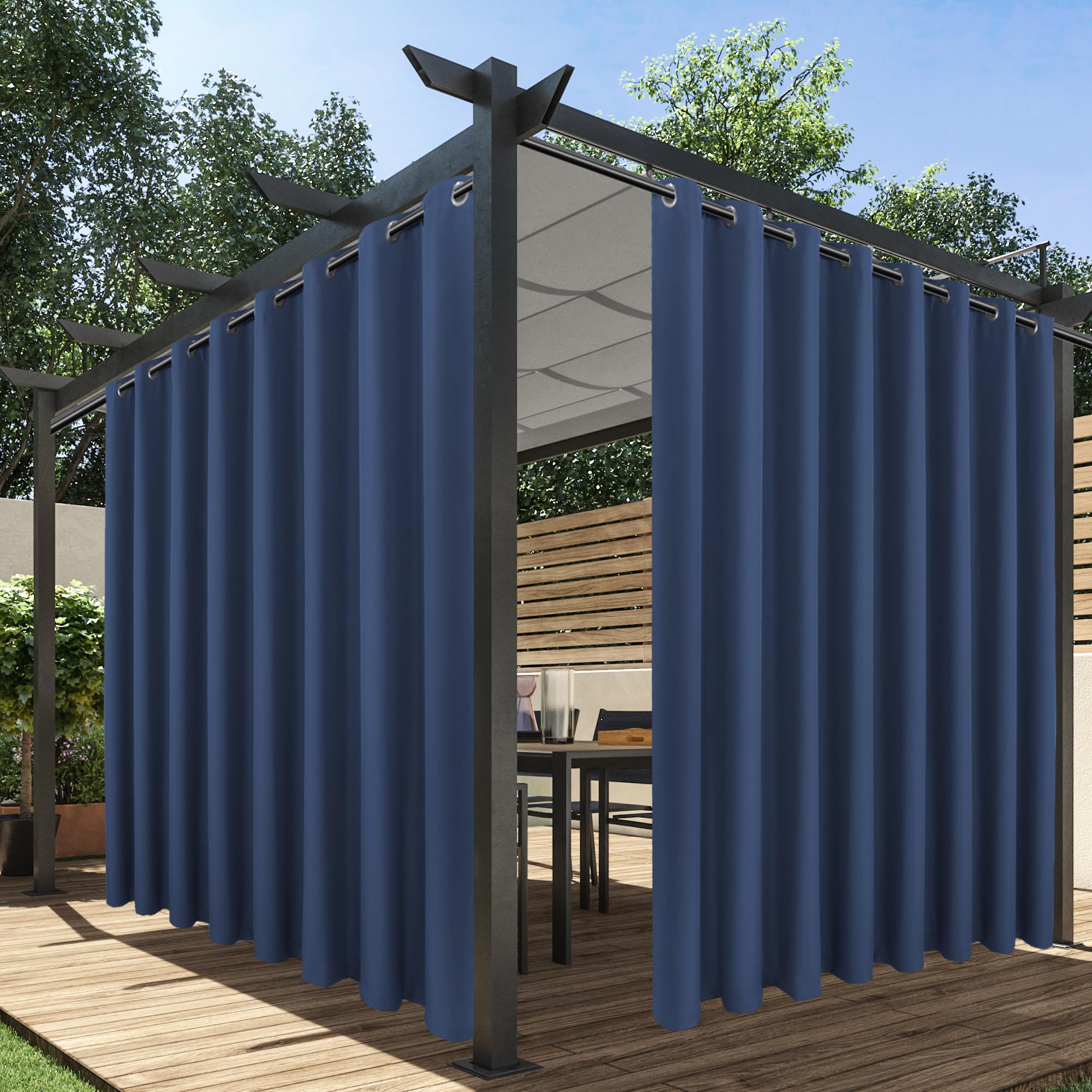 HolidayIdeas Extra Wide Outdoor Curtains for Patio Waterproof, 2 Panels - 110 x 95 Inch - Privacy & Light Filtering Curtains Grommet Outside Curtains