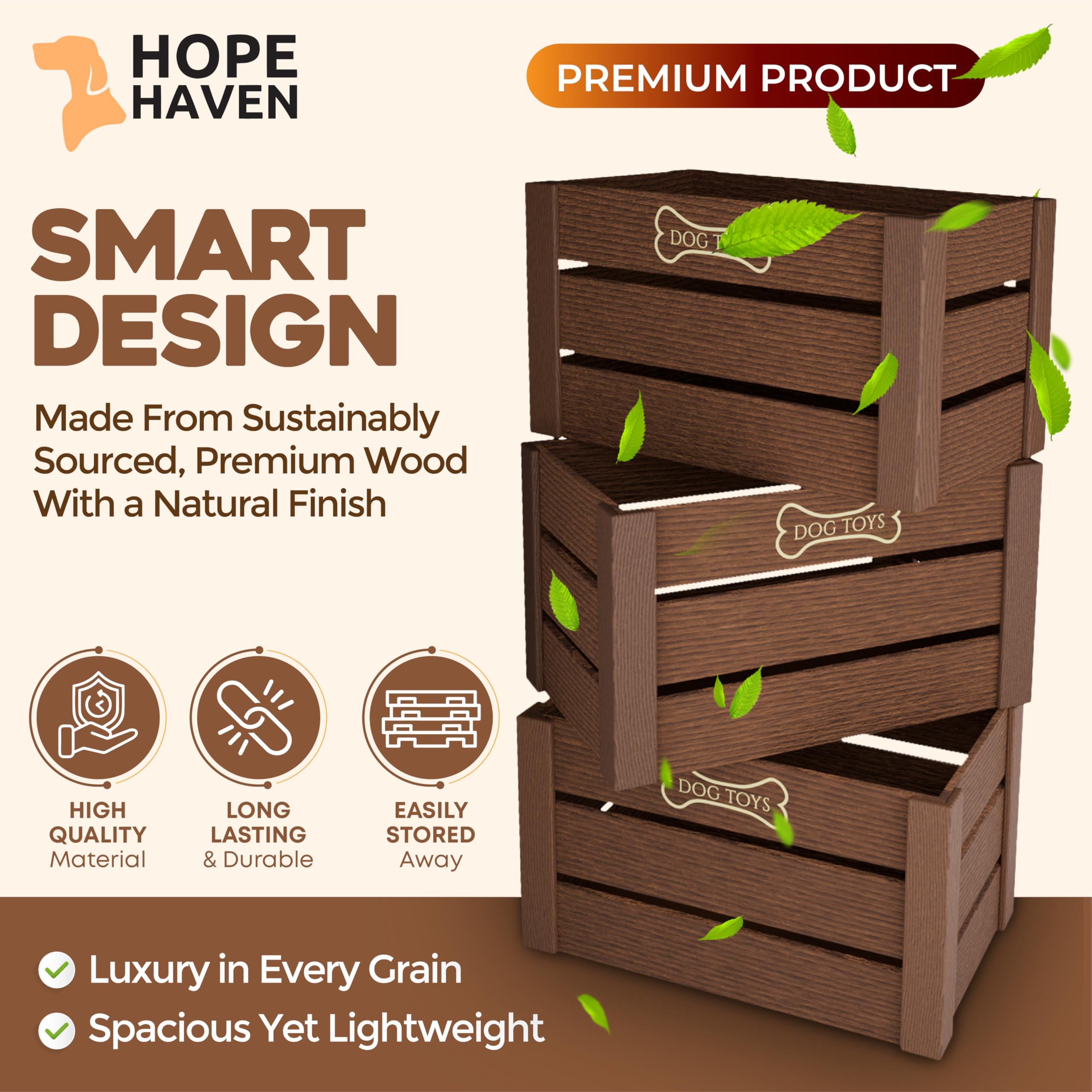 Amazon.com: Hope Haven Wooden Dog Toy Box – Premium Chew-Resistant