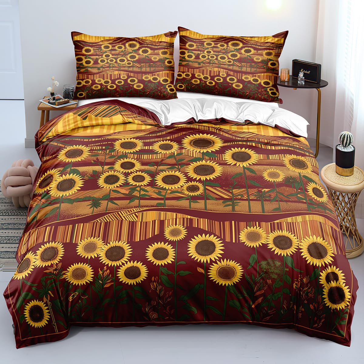 Housse de Couette 240x220 toutes saisons à imprimé floral jaune