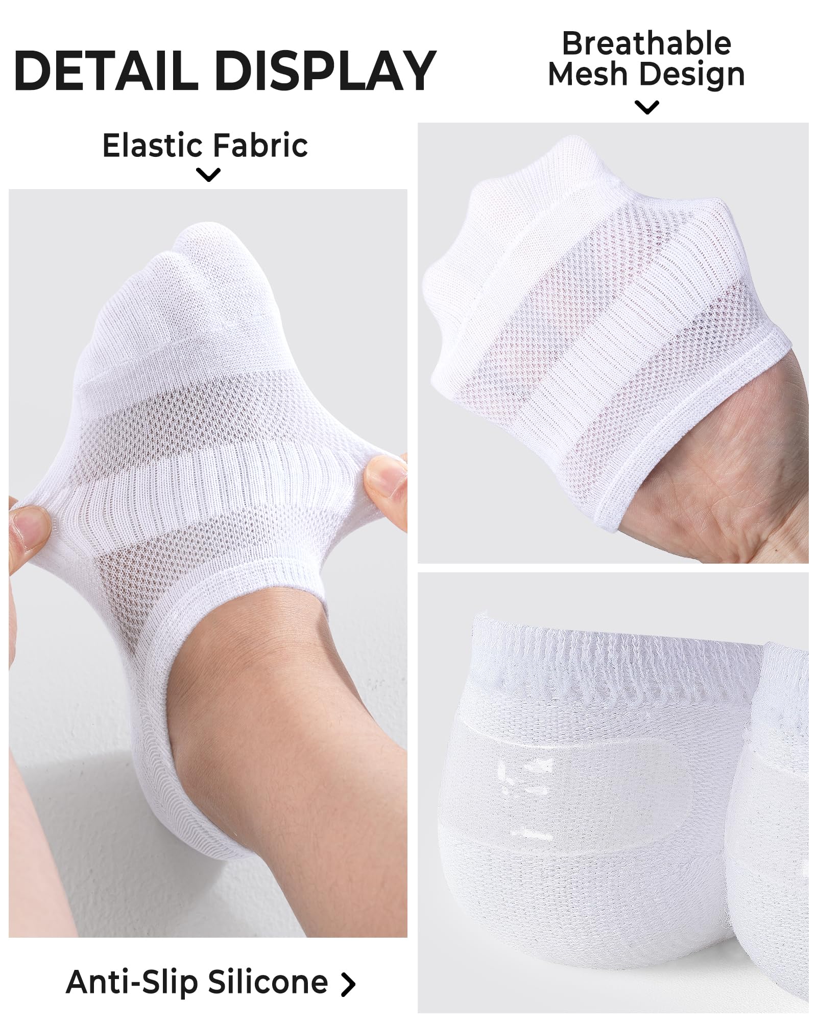 BOOPH 10 Pairs Kids Socks Boys Girls Athletic No Show Sock Full Cushioned Low Cut Running Socks White 6-8 Years