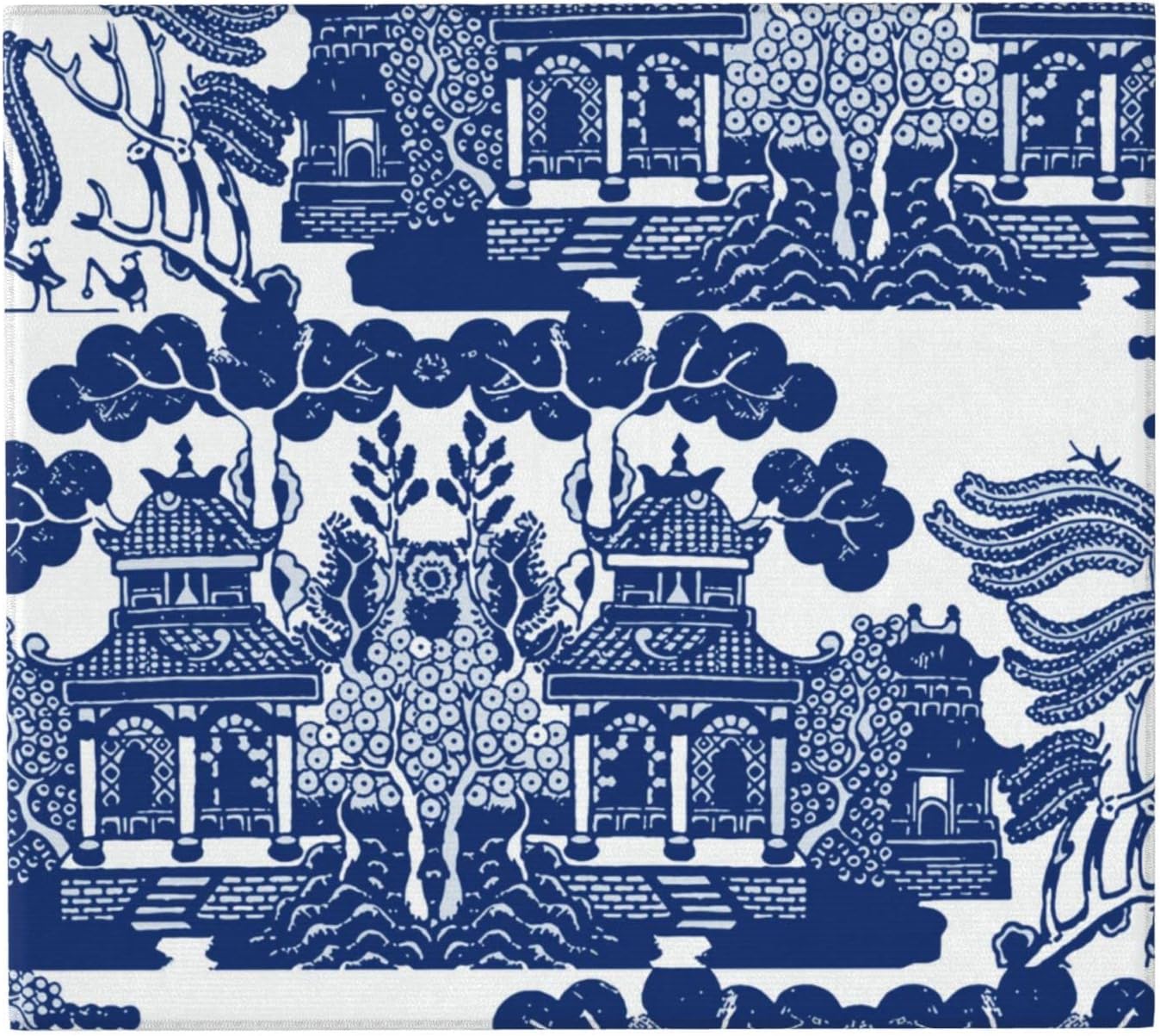 Generic Blue Willow Chinoiserie Porcelain Inspiration Dish Drying Mat For Kitchen, 16" X 18" Rectangular, Absorbent Pad For Counter, Reversible Microfiber Sink Mat, Easy To Clean