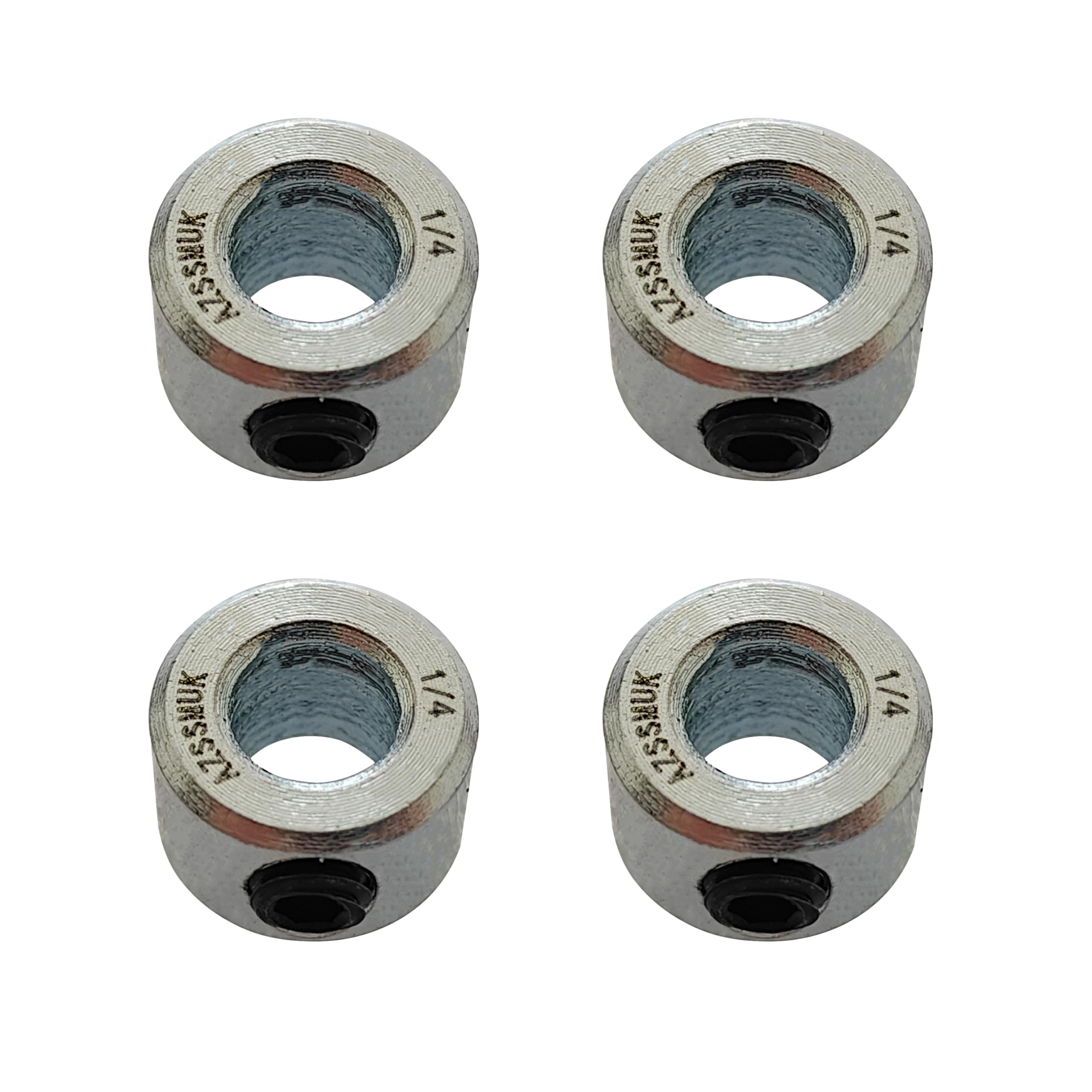 AZSSMUK 1/4" Bore Solid Steel Style Zinc Plated Set Screw Shaft Collars