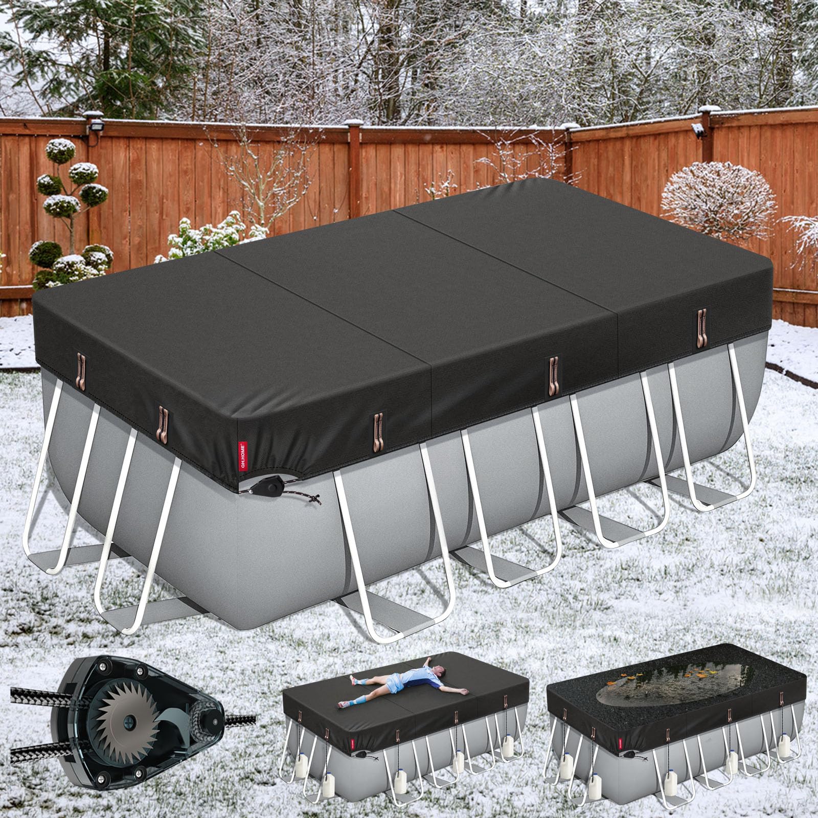 Amazon.com : QH.HOME Winter Rectangular Pool Cover for 9x18