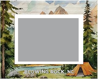 R and R Imports Blowing Rock North Carolina Souvenir Wooden Photo Frame Camping Tent Design Horizontal