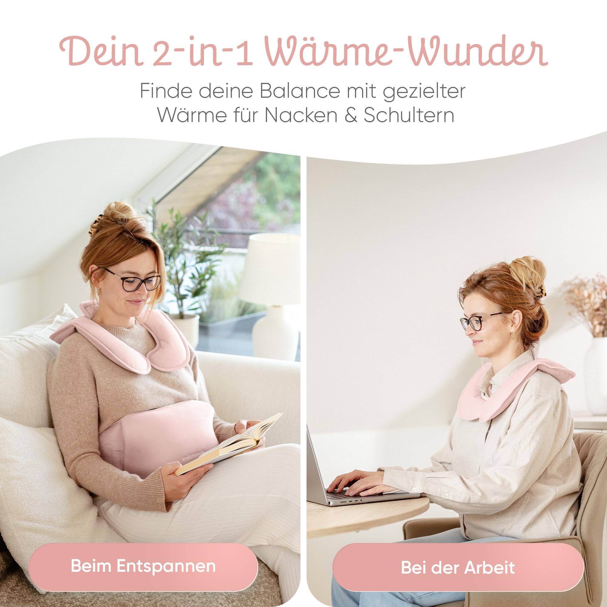 Elektrischer Nackenwärmer ohne Wasserbefüllung | Wärmeflasche für Nacken, Rücken & Schulter – schnelle Wärme auf Knopfdruck, sicher & flexibel | HOTTL (Cherry blossom pink)
