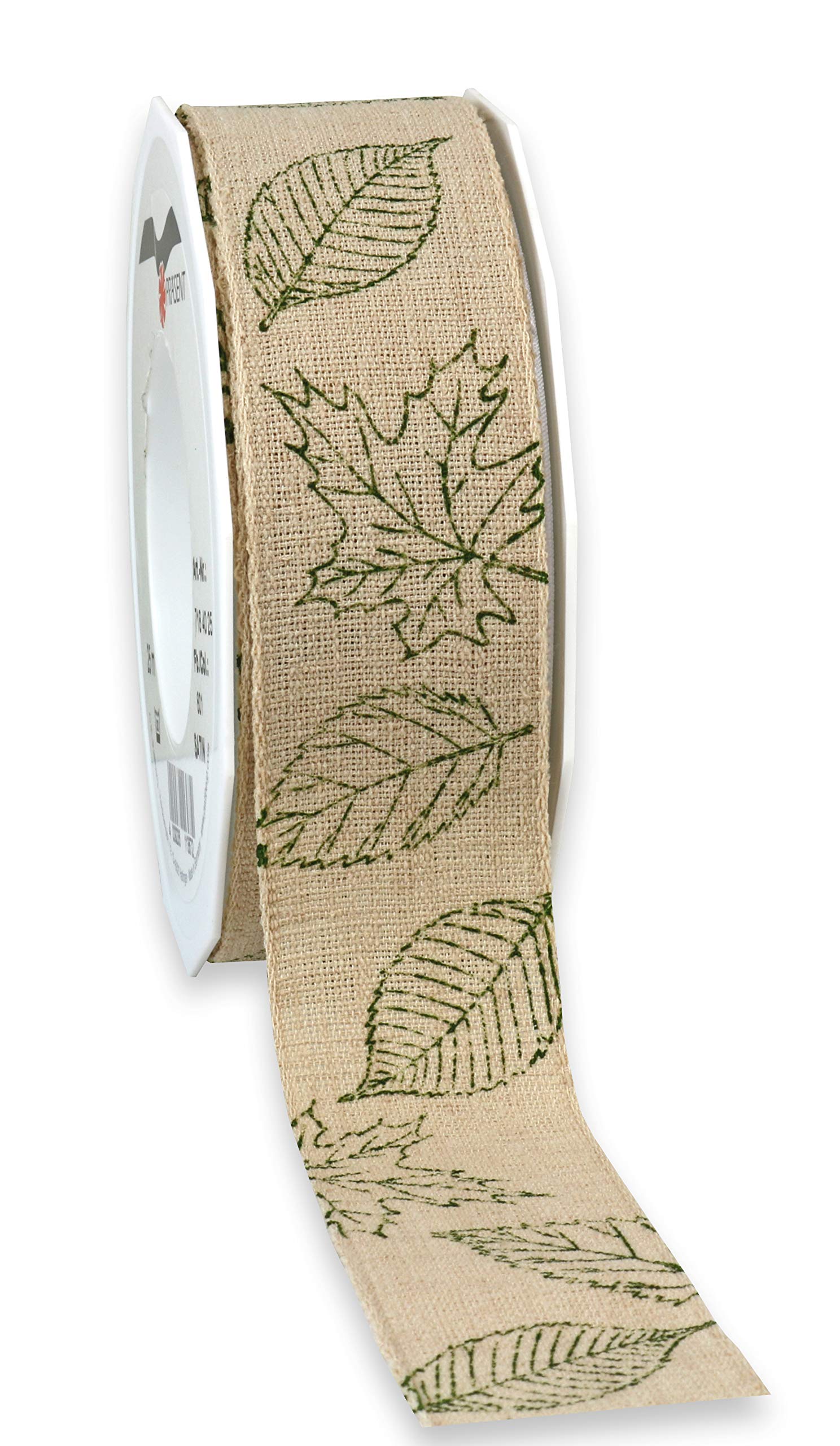 Präsent - Forest Printed Ribbon Fir Green 40 mm Width, 15 m Length, Berry, 40 mm - 15 m