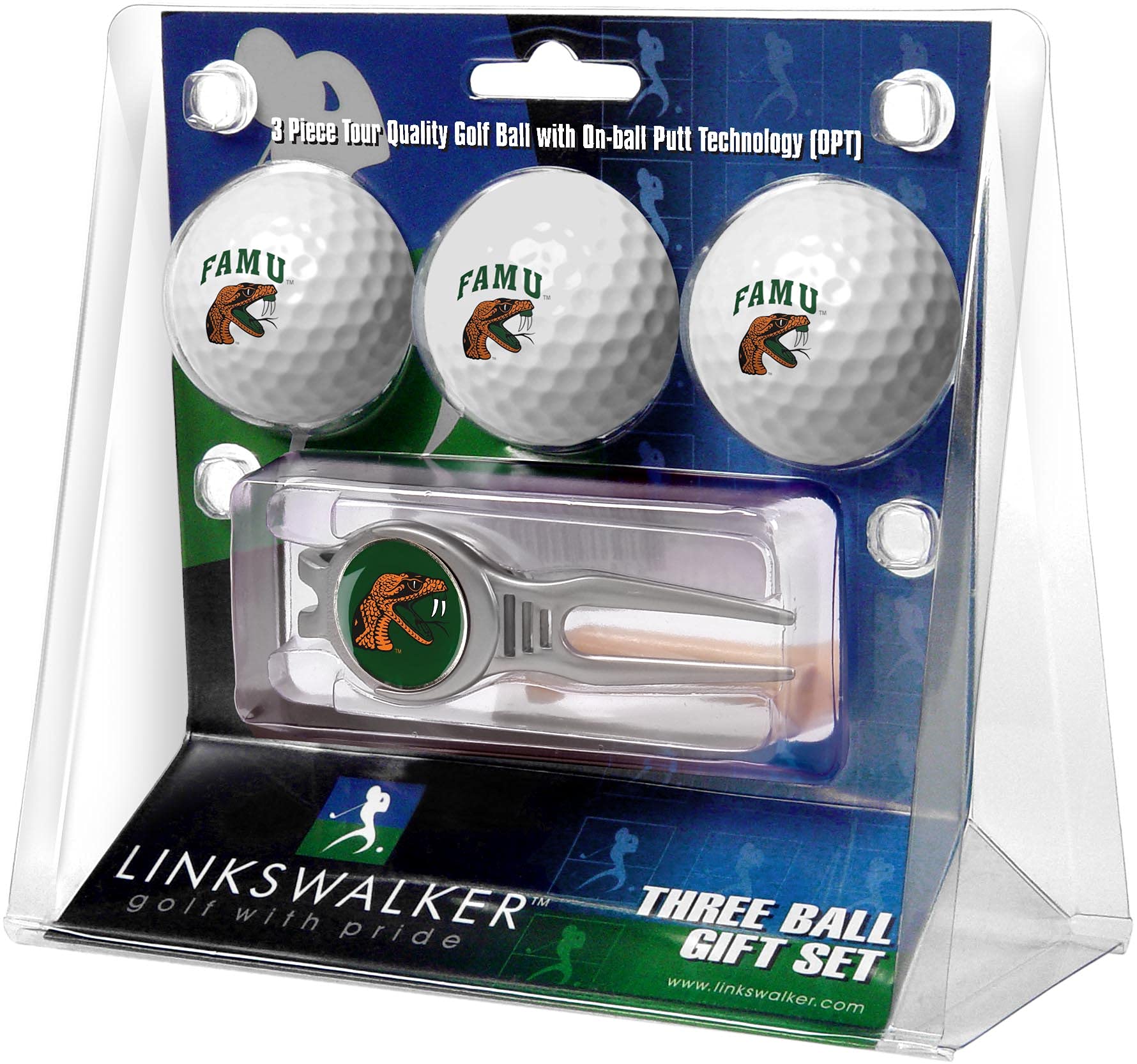LinksWalkerNCAA Florida A&M Rattlers - Kool Tool 3 Ball Gift Pack