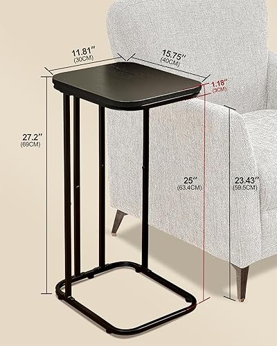 Miniatura 3 de Mesa auxiliar en forma de C, mesa auxiliar pequeña de 27 pulgadas de alto para sofá y cama, mesa de sofá que se desliza debajo, mesa alta de bandeja