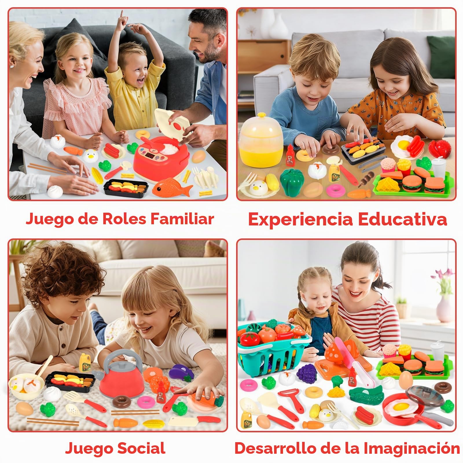 102 Pcs Cocina Juguete, Accesorios Cocina Infantil Exterior, Juego de Roles de Cocina, con Accesorios Cocina, Cazuelas, Comida de Juguete y Cesta de la Compra para Niños y Niñas de 3 a 8 Años
