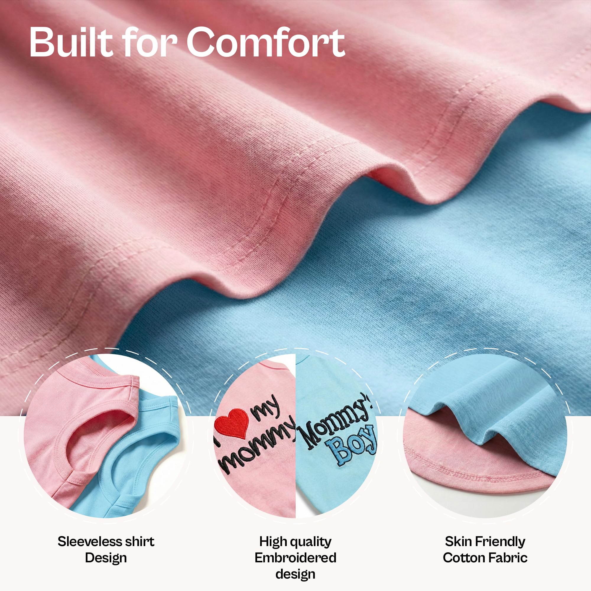Parisian Pet Lot de 2 Chemises pour Chien - 100% Coton - pour Chiens de Taille Moyenne et garçon - sans Manches - Vêtements Respirants et légers - T-Shirts d'été Extensibles pour Chiens