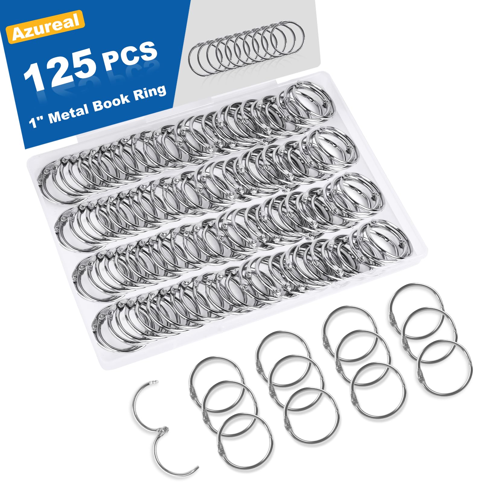 125 Pack Loose Leaf Binder Rings, 1 inch Small Binder Rings, Index Card Rings, Metal Nickel Plated Book Rings for School, Home, Office - Silver