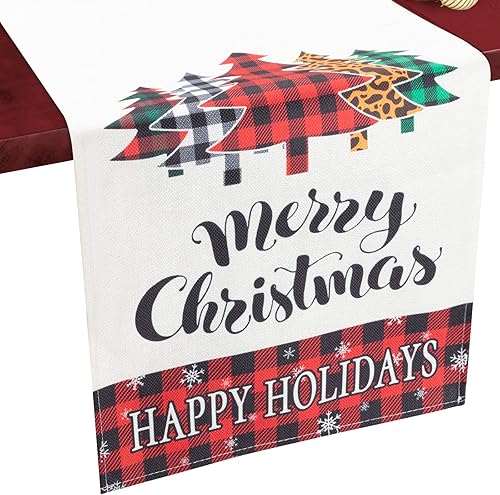 Camino de mesa de arpillera de lino, camión rojo para el día de San Valentín con corazones románticoscorazón de rosaamor con alas, caminos de mesa