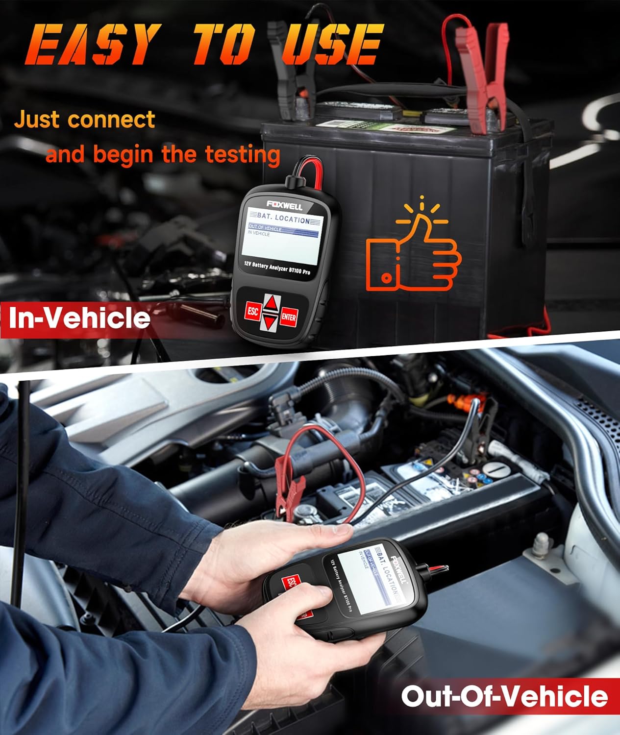 FOXWELL BT100 Pro Battery Tester supported battery types