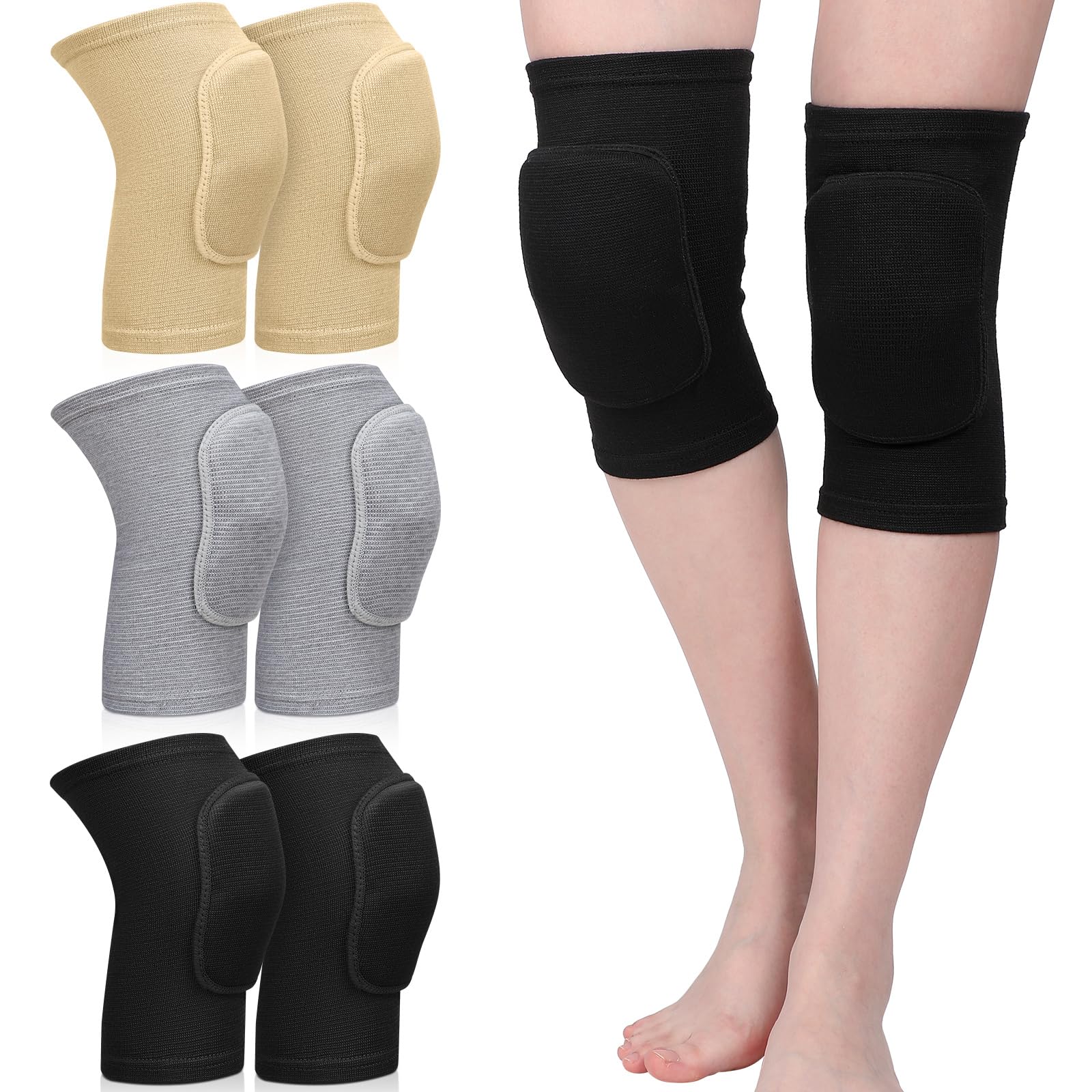 Eurzom 3 Pairs Dance Knee Pads Women Non-Slip
