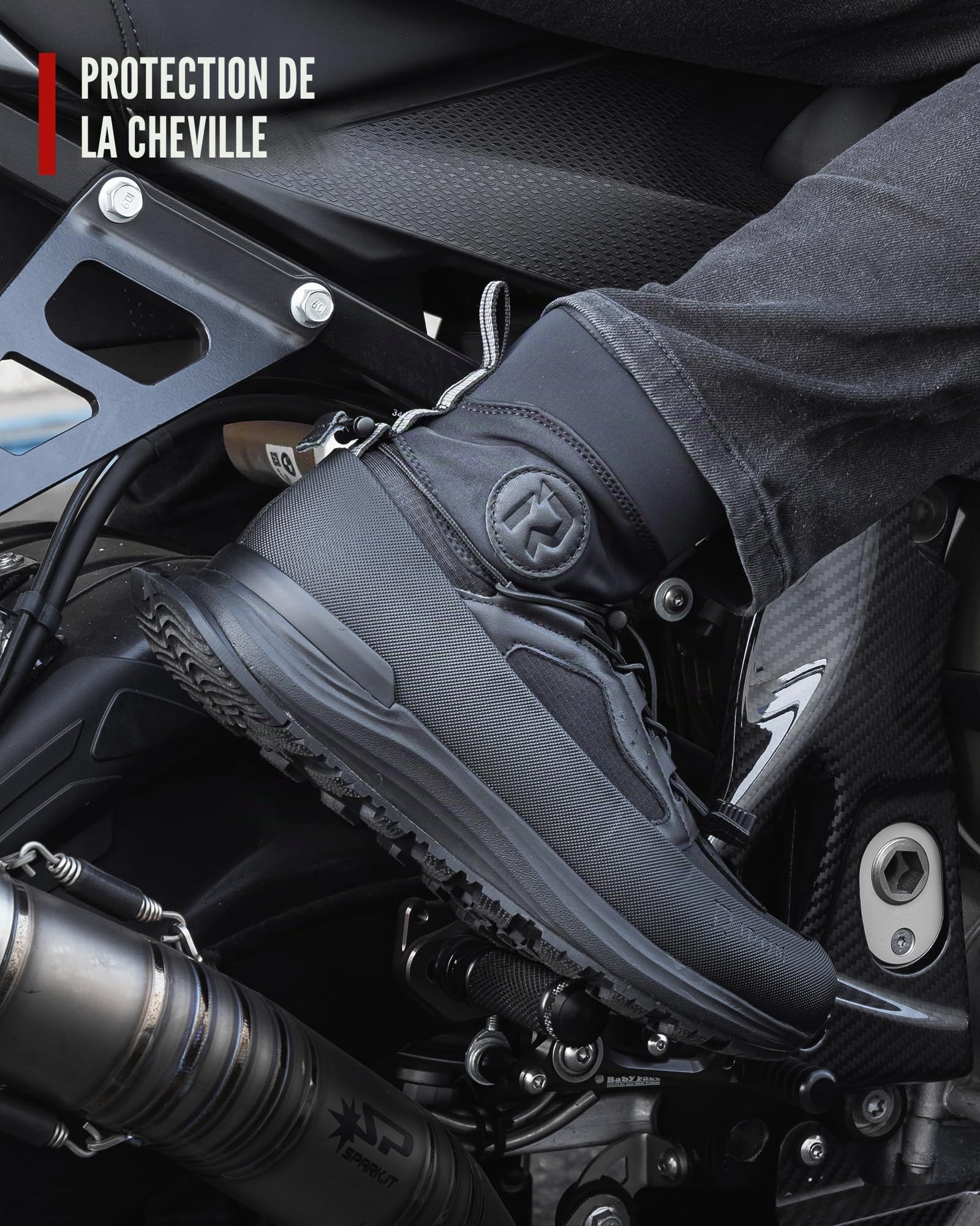 IRON JIA'S Chaussures Moto Homme été Bottes Motocross avec Fermeture éclair, Coussinet de Changement de Vitesse, Semelle Antidérapante
