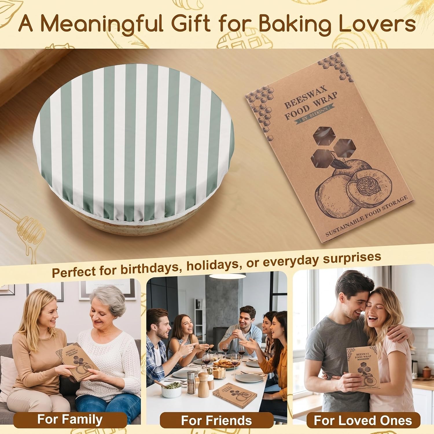 Britimes Beeswax Bowl Covers, Bread Covers for Proofing, 2 Pack, Sage Green