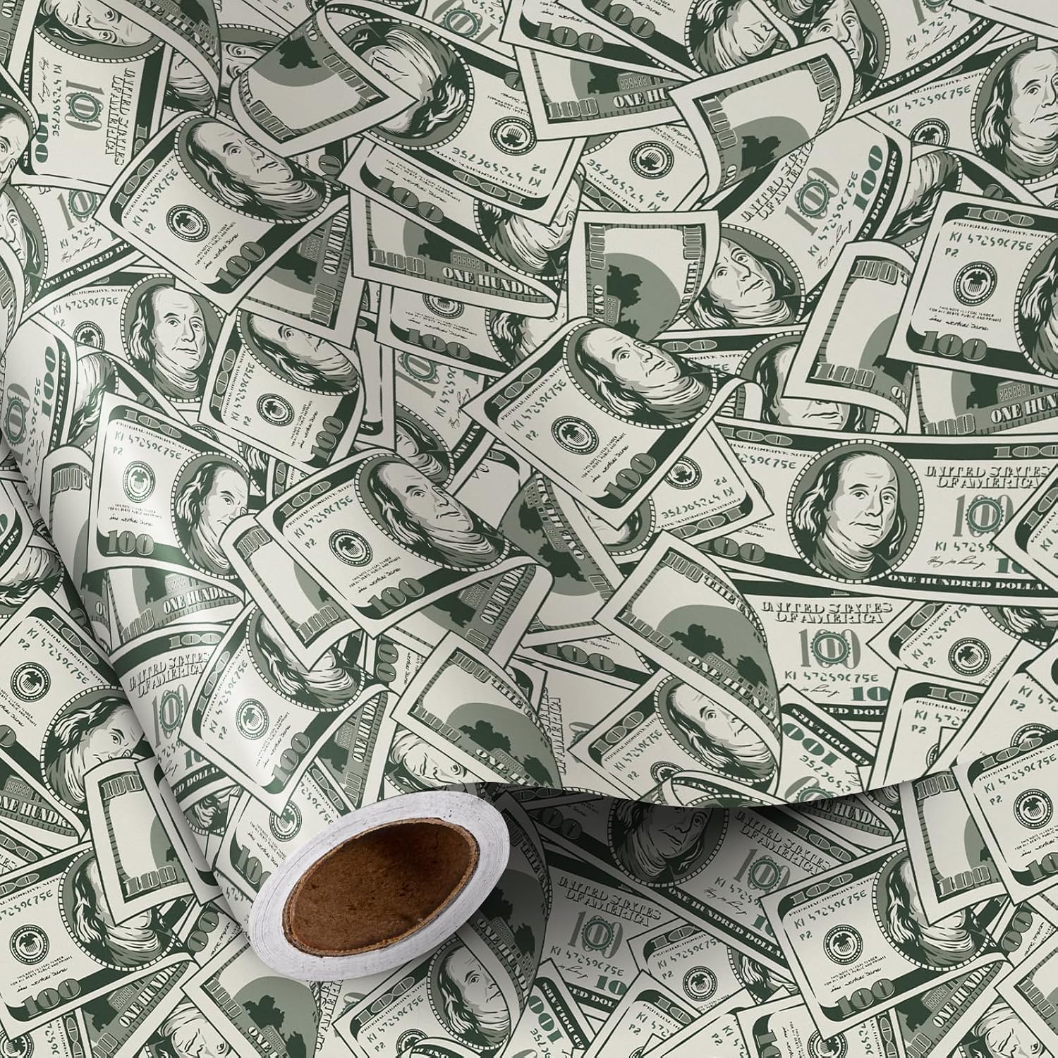 RUSPEPA Funny Wrapping Paper Roll for Men Women Adult, Mini Roll, Gift Wrap Paper Printed with Dollar Bills, Money Pattern Great for Birthday Party, Novelty Gifts and Holiday, 17 Inches x 16.4 Feet