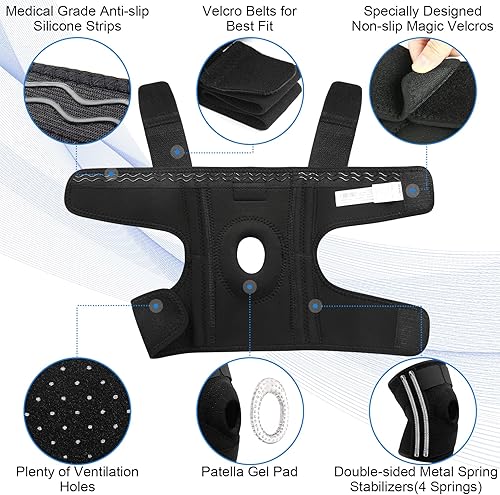 Miniatura 2 de NEENCA Rodillera para dolor de rodilla, soporte de rodilla ajustable con almohadilla de gel de rótula y estabilizadores de resorte lateral,