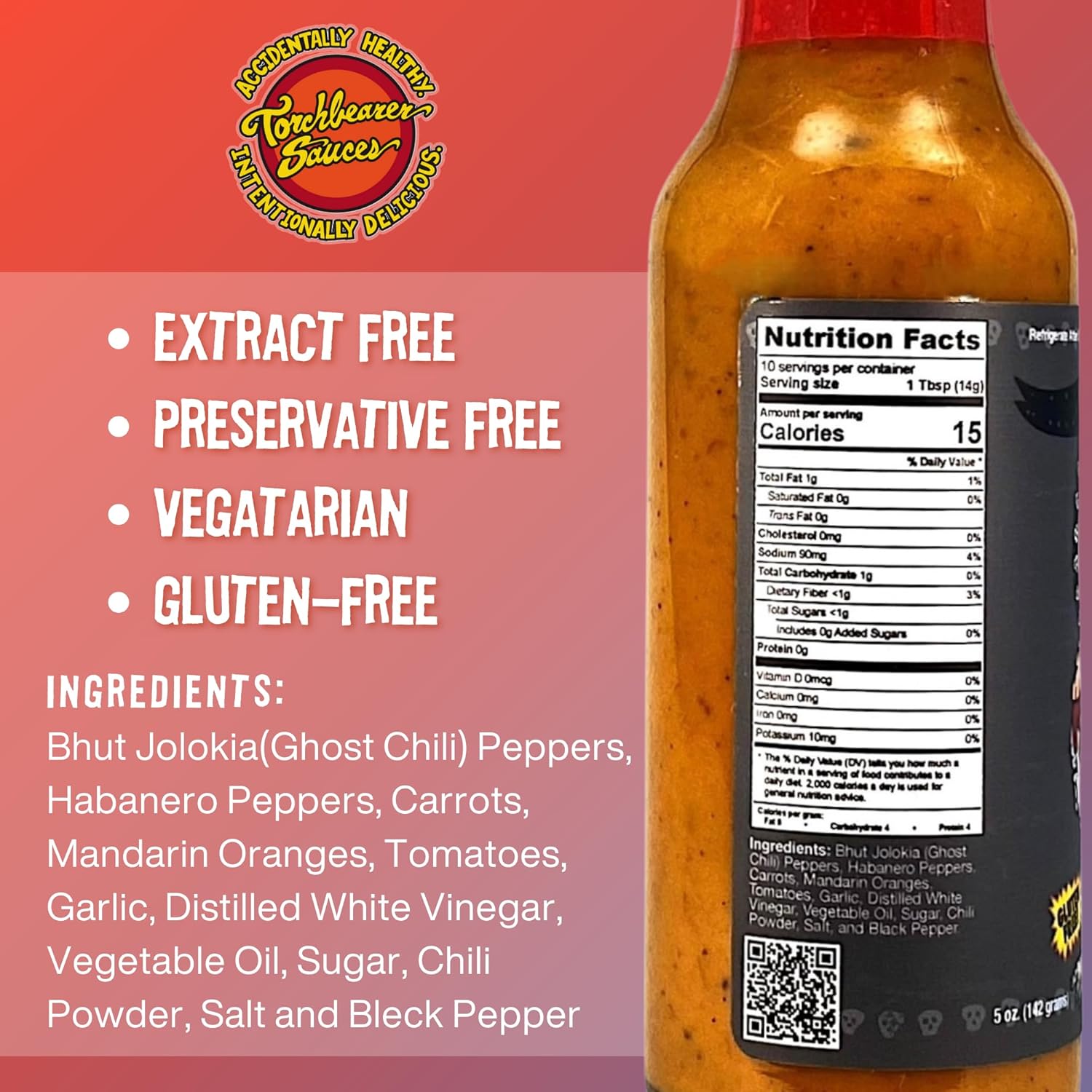 Torchbearer Sauces Zombie Apocalypse Ghost Chili Hot Sauce, 5oz (2 Pack) Ghost Pepper & Habanero Hot Sauce, Heat Level 8 - Featured on Hot Ones - Almost Sweet Yet Terrifying - All Natural, Extract-Free, Made in USA