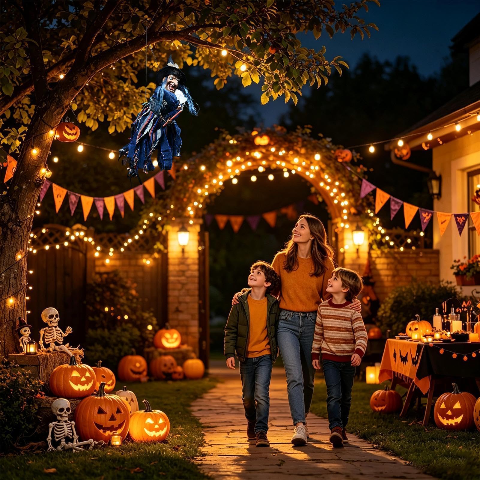 Dekoracja Halloween Wiedźma Ornament Straszne Dźwięki Jasne Oczy