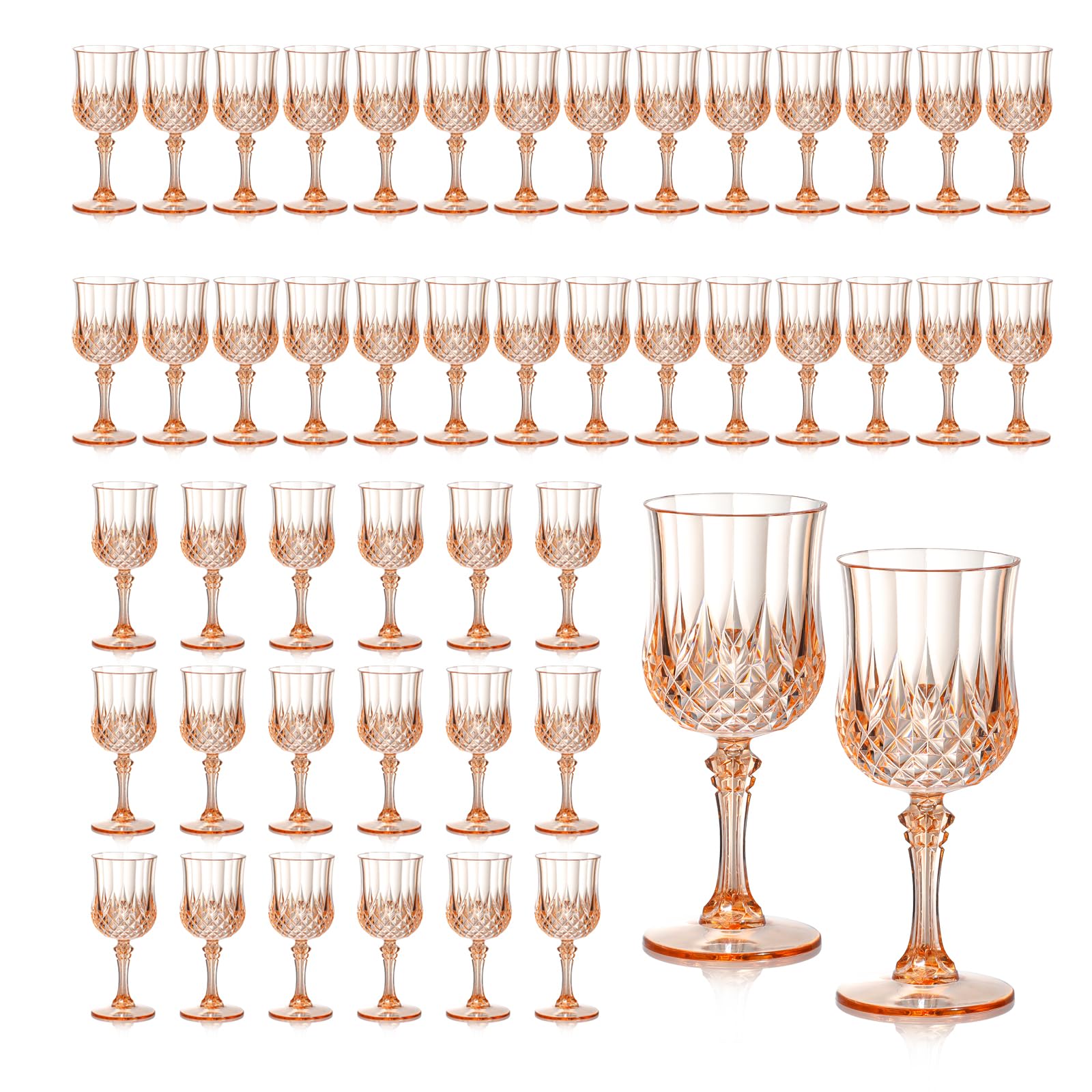 XUWAIDSGN Copas de vino de plástico vintage de 7 onzas, vasos irrompibles para boda, copas de agua de cristal, reutilizables, copas de champán vintage (48, rosa)
