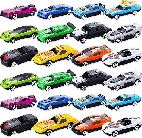 Saparlo 24 autos de juguete de aleación para niños mini juego de juguetes de aleación para vehículos tarjetas de regalo más geniales regalos de