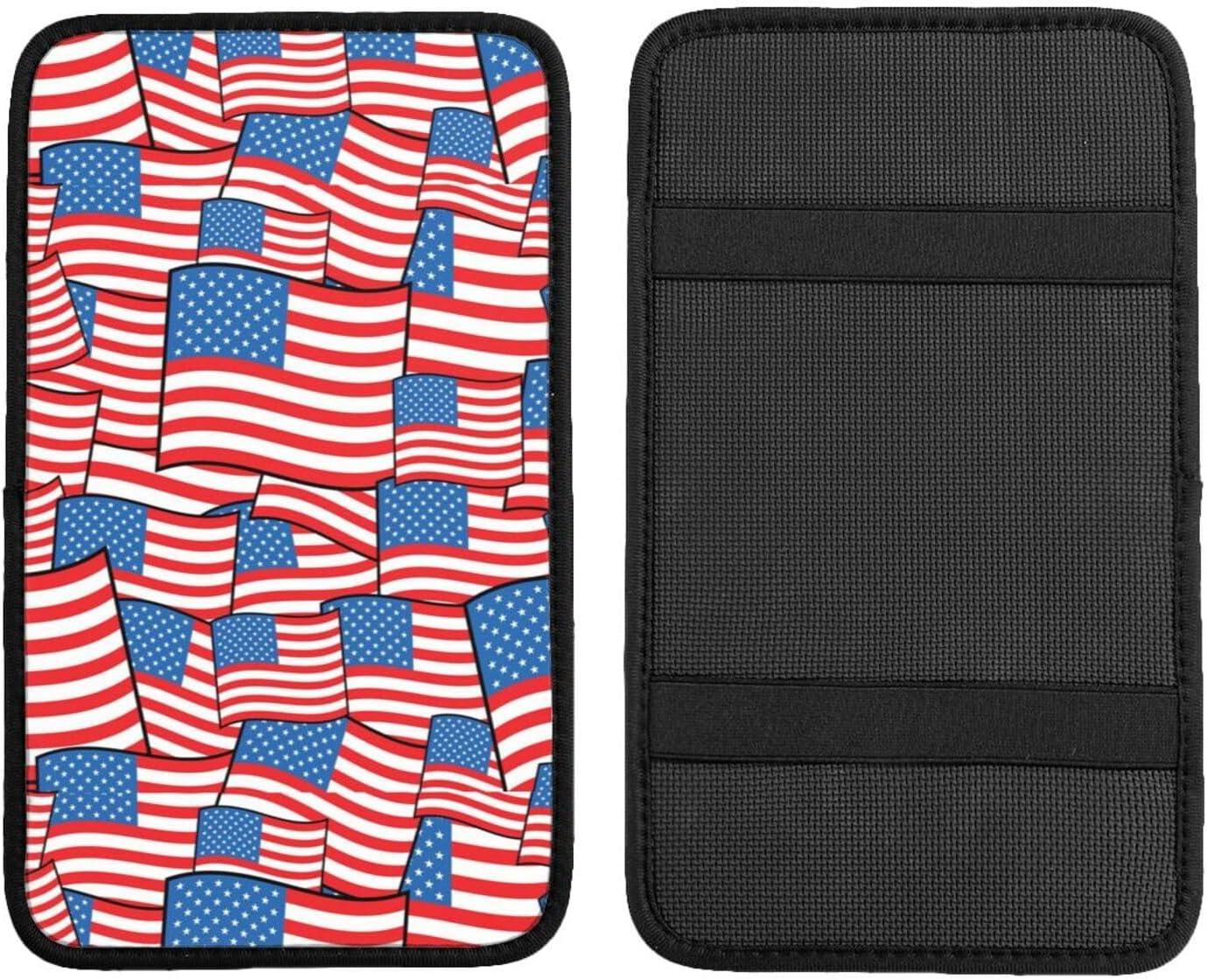Car Center Console Cushion Pad, Novelty American Flag, Universal Non-Slip Cover for Armrest and Storage Box, Interior Decor Accessory