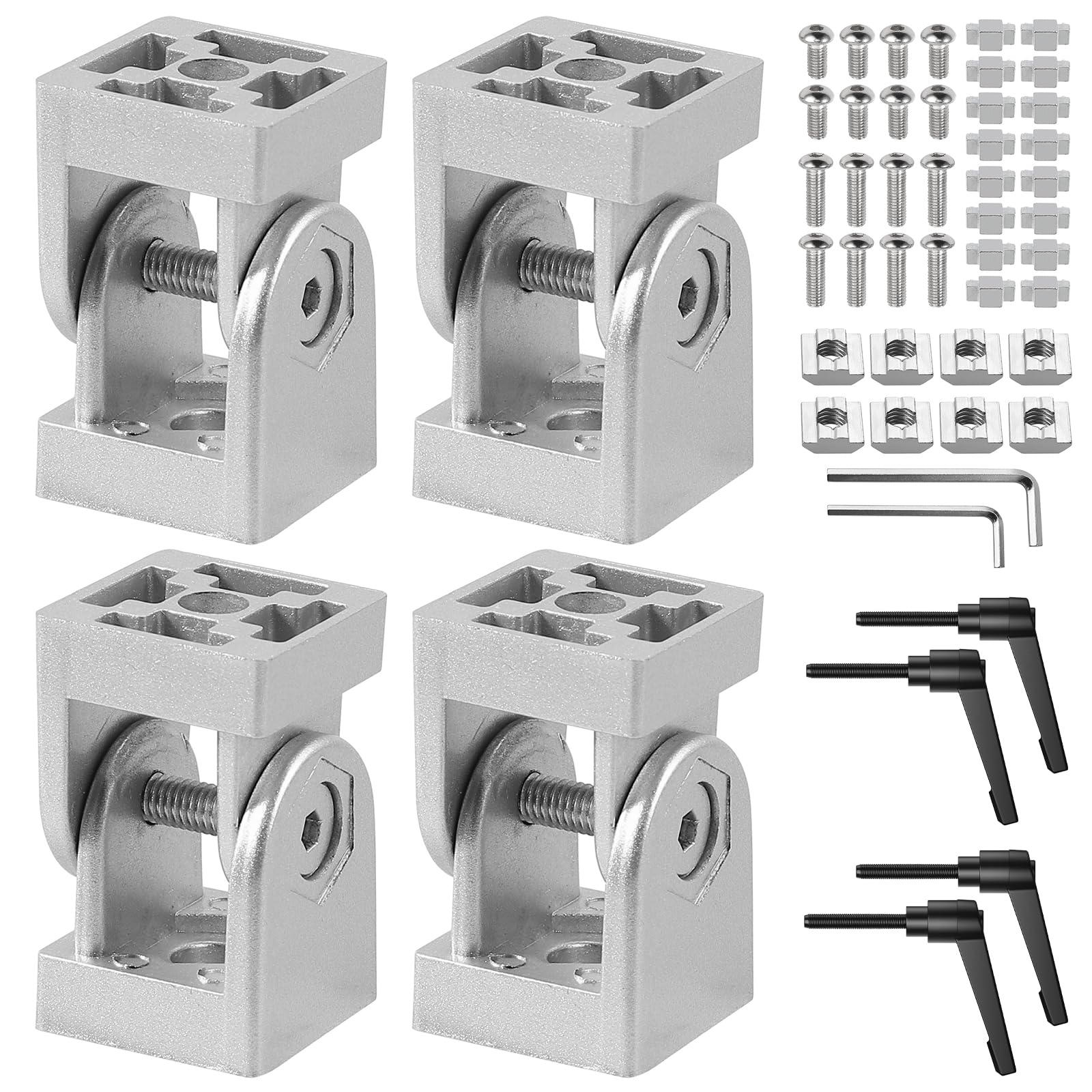 COLFULINE 4PCS Bisagra Flexible 180 °, Articulación Perfil de Aluminio 30x30 Ranura 8, Conector de ángulo Ajustable, Palanca de Sujeción Accesorios de Montaje