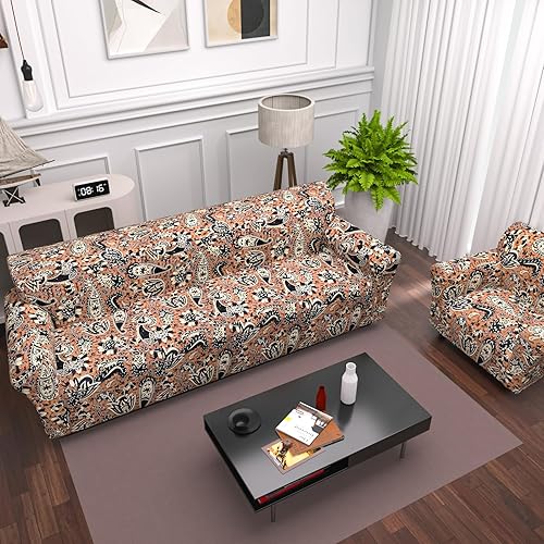 Miniatura 8 de Fundas elásticas para sofá, Fundas de sofá con estampado floral, 2 piezas de funda para sillón con funda de sección separada, Funda lavable para