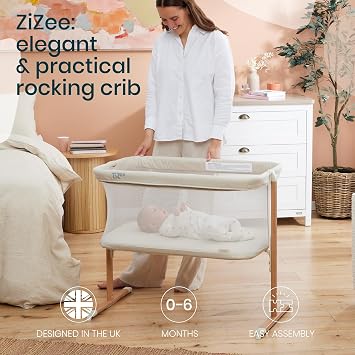 Tutti Bambini ZiZee Moses Basket With Stand Rocking Crib - Walnut & Ecru