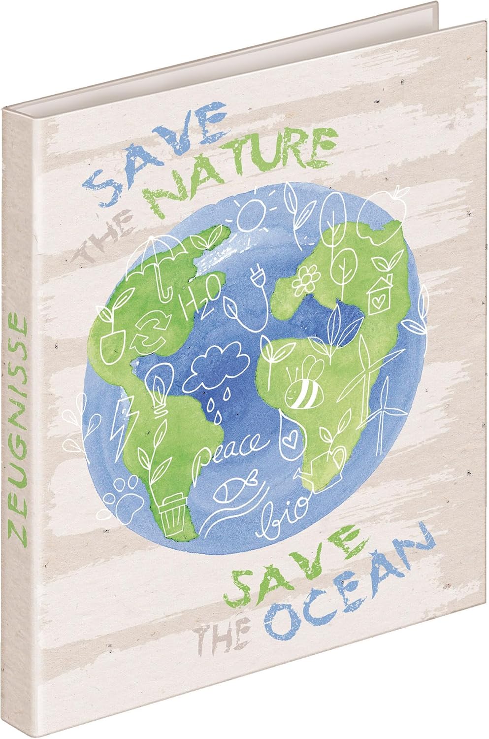 VELOFLEX Nature 4144612 Report Folder DIN A4 with 4 Ring Mechanism, Recyclable Cardboard, Ring Binder, Report Folder