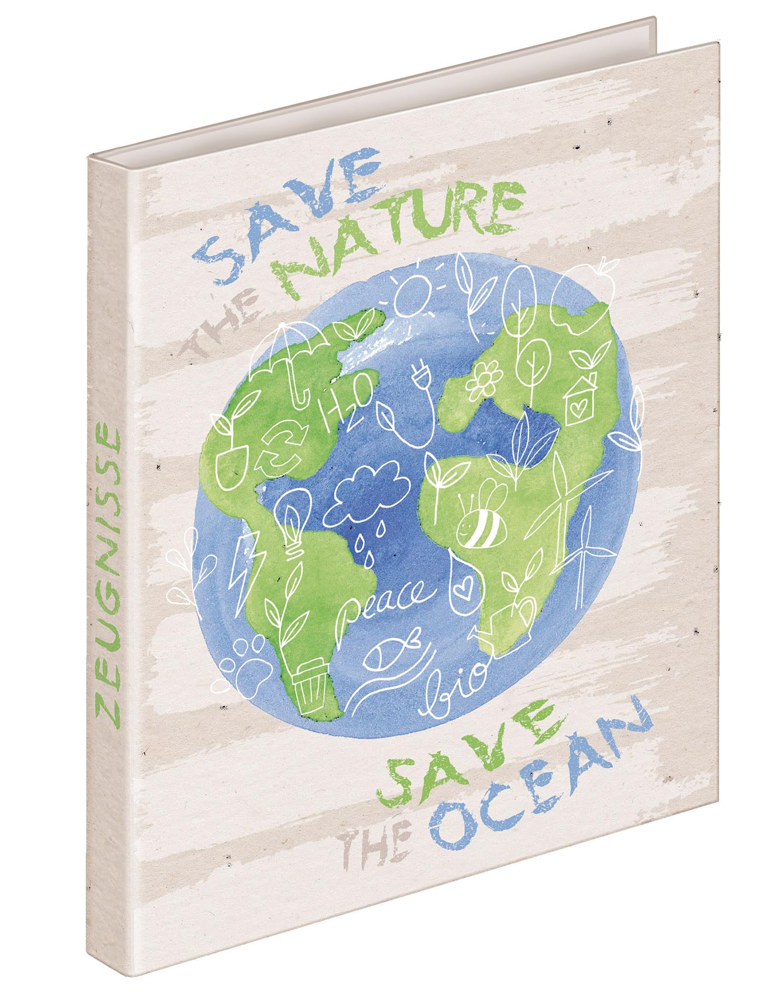 VELOFLEX 4144612 - Nature Report Folder, DIN A4, with 4-Ring Mechanism, Made of Recyclable Cardboard, Ring Binder, Report Folder