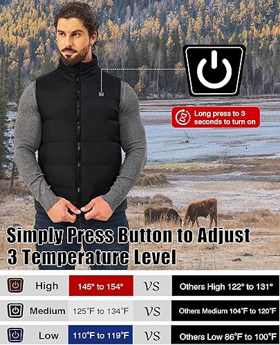 Miniatura 5 de Coldbling Heated Vest for Men Women with 7.4V Battery Pack, 6 Heating Zones Unisex Heat Vest, Lightweight Warm Winter Vest
