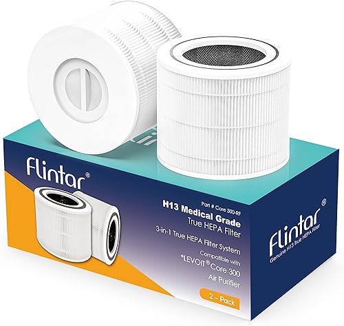 Flintar Filtros de repuesto Core 300 True HEPA, compatibles con LEVOIT Core 300, purificador de aire Core 300S VortexAir, reemplazo de filtro HEPA 3