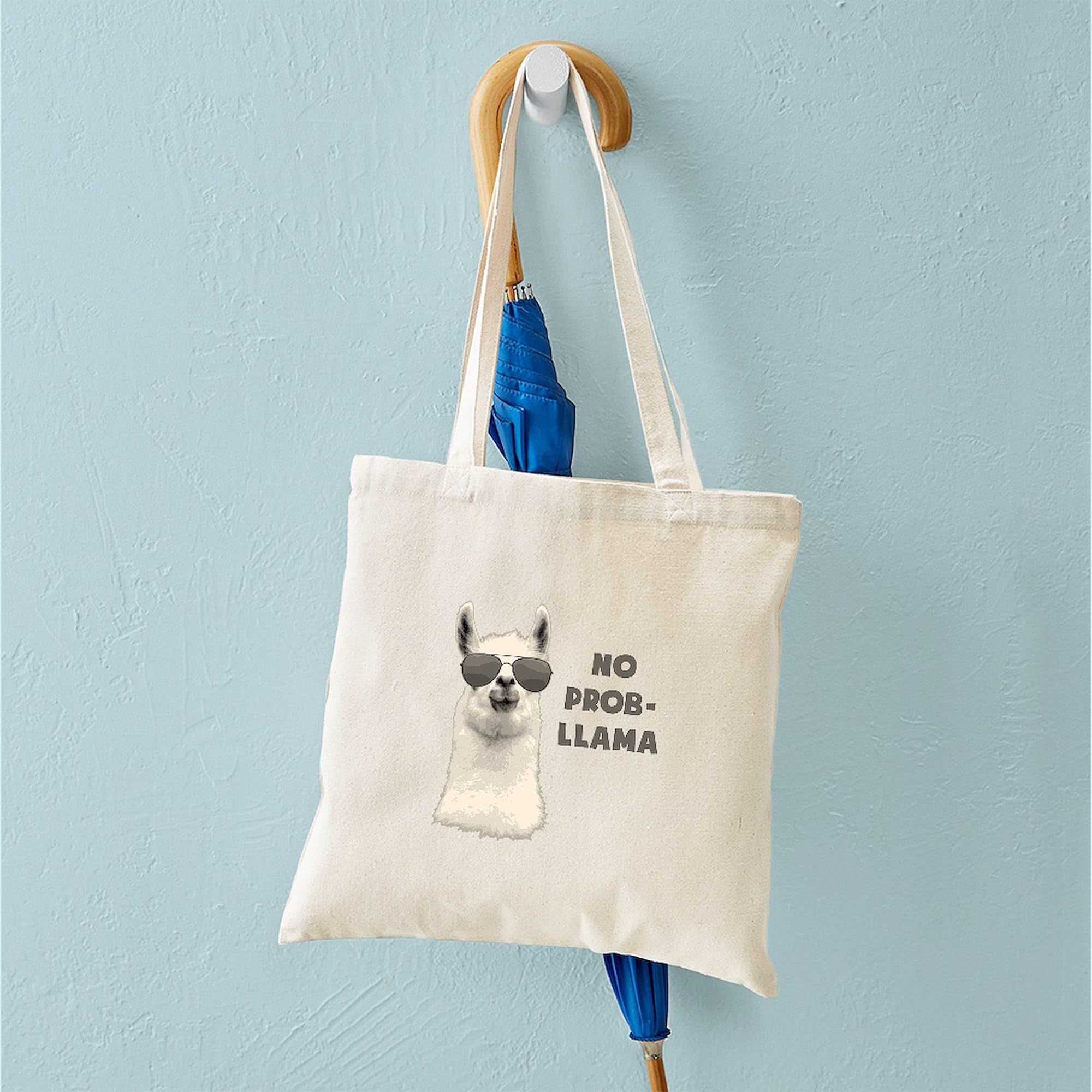 CafePress No Problem Llama Canvas Tote Bag - Reusable Natural Canvas Shopping Bag