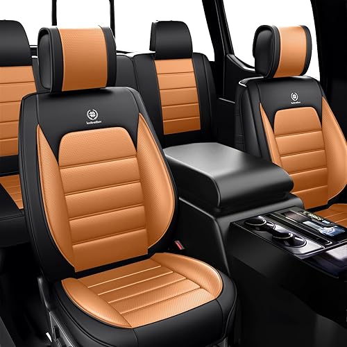 ILMO Fundas de asiento para Ford F250 2011-2024, protectores de asiento impermeables de piel de napa con tacto suave, fundas interiores compatibles