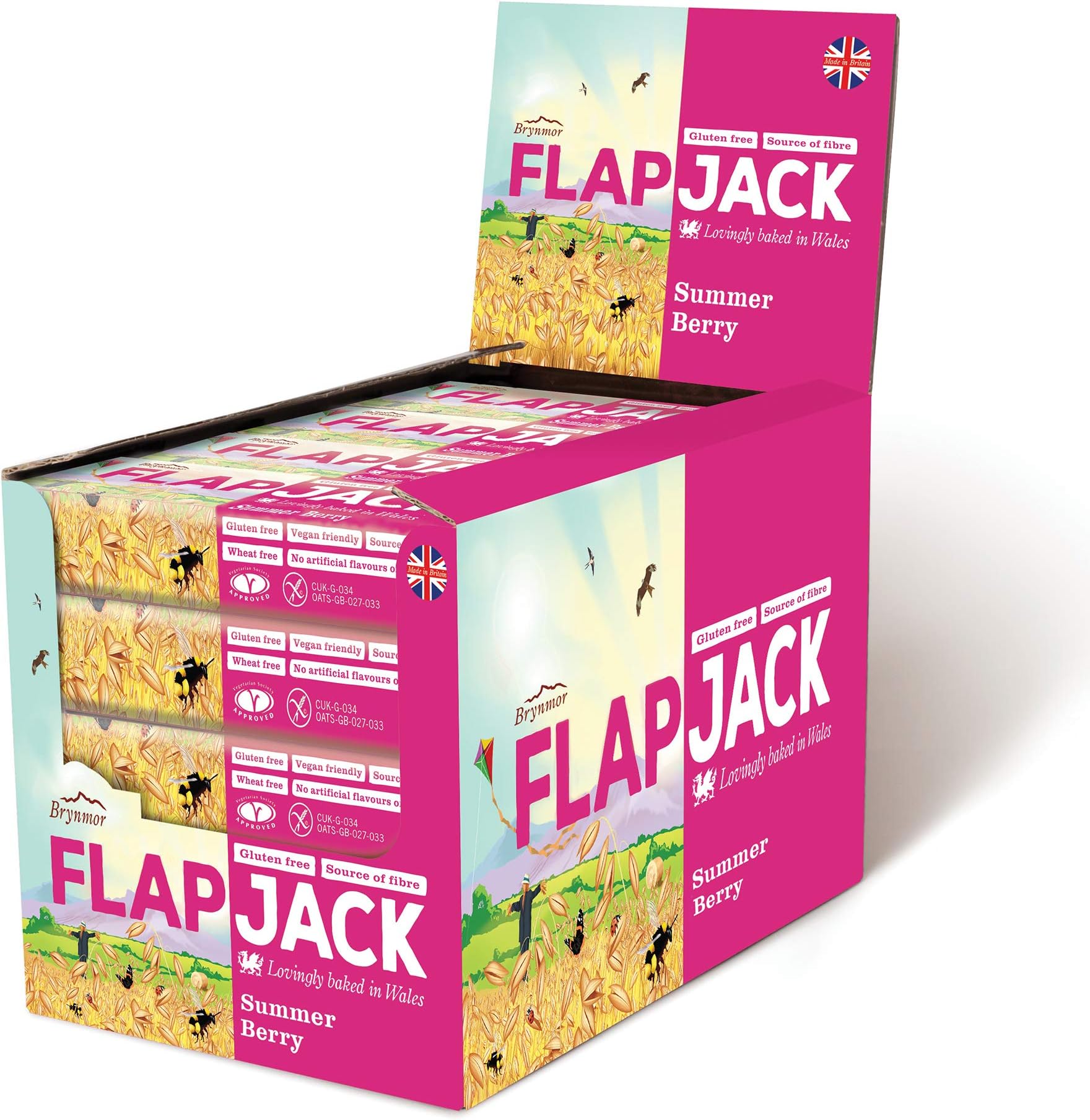 Brynmor Summer Berry Flapjack, 20 x 80g Individually Wrapped Bars, A Perfect Treat For Snack Time