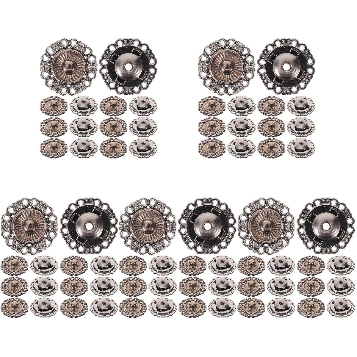 HOMSFOU 5 Sätze Vintage Druckknopf Für Kleidung Druckknöpfe Für Diy Projekte Für Jacken Taschen Und Accessoires Einfach Anzubringen Vielseitig Einsetzbar 25 Stück * 5
