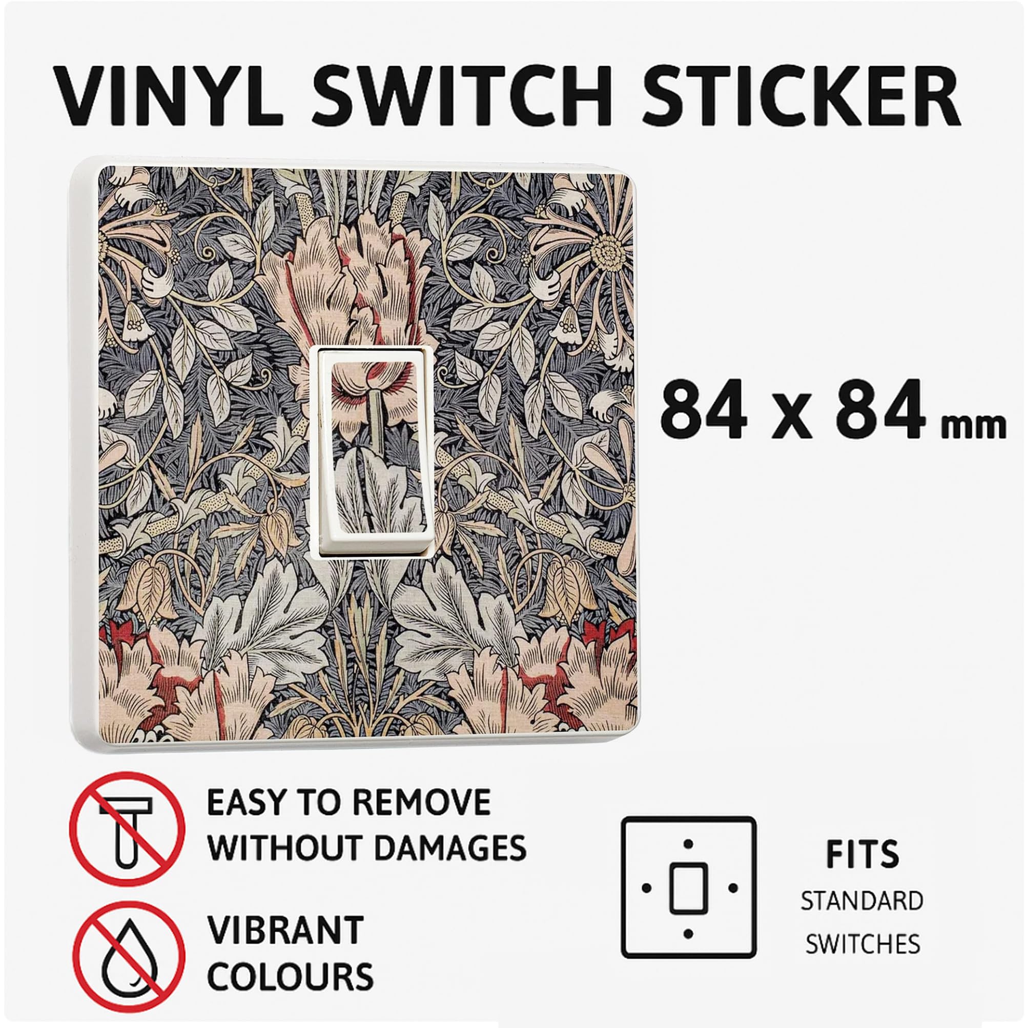 Stika.co 2 Adesivi In Vinile Per Interruttore – Motivo Calendula Di William Morris, 84x84 Mm