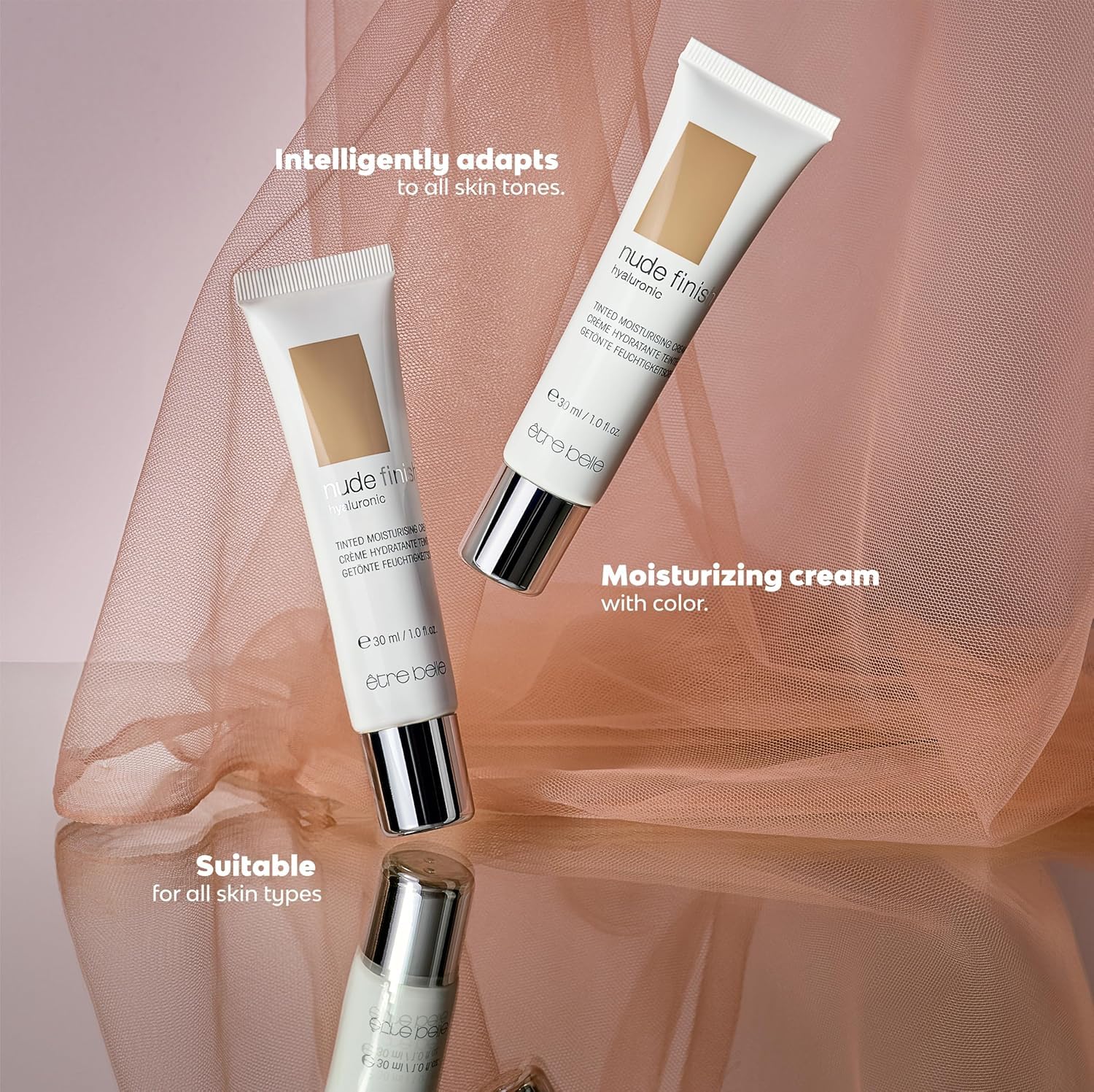 être belle Cosmetics Hyaluronic Tinted Moisturizing Cream, Skin Care for Women with Hyaluronic Acid, Vitamin E & Grape Seed Oil, Long Lasting, Natural Coverage, for All Skin Types, 30 mL